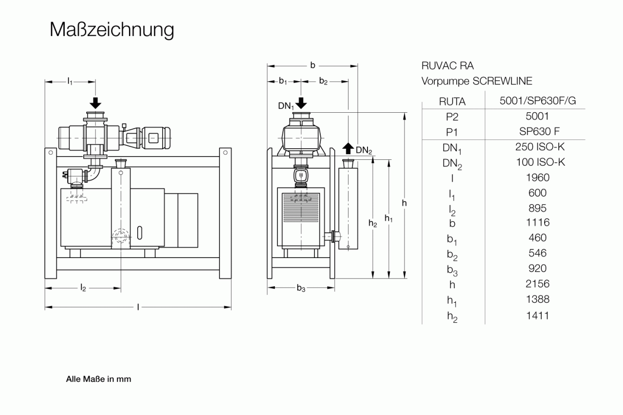 Hệ thống bơm chân không Leybold RUTA RA 5001 / SP 630 / G 0