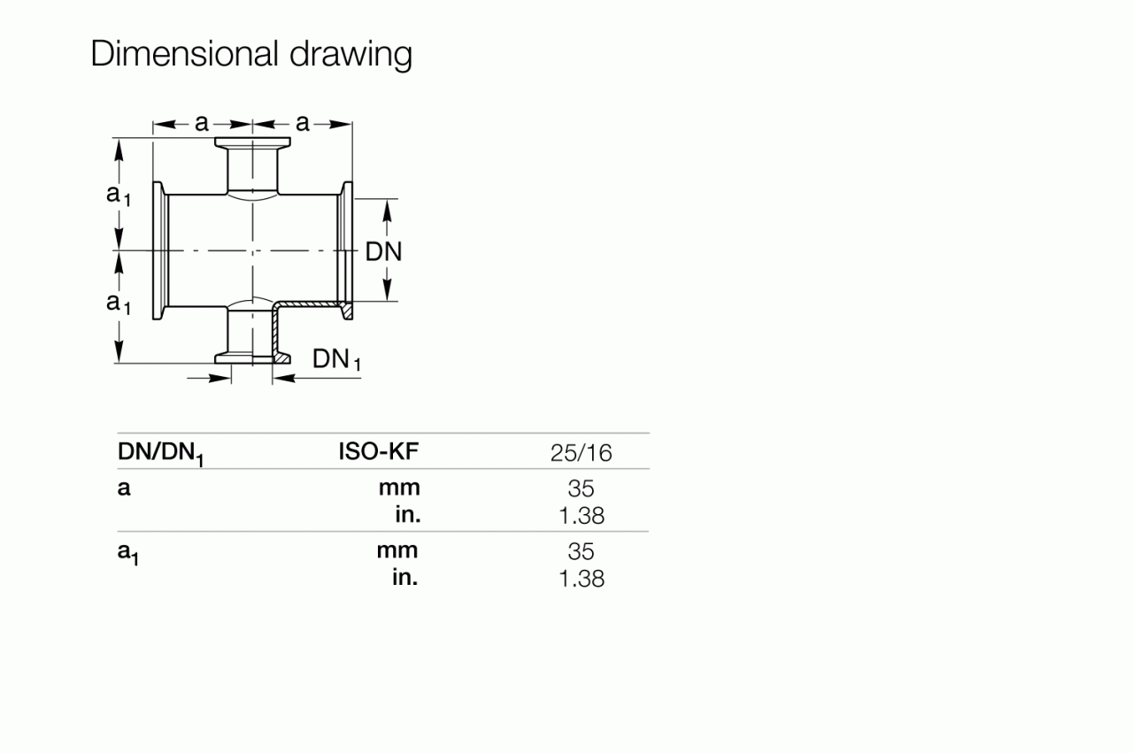 Tê chéo 4 chiều ISO-KF 1