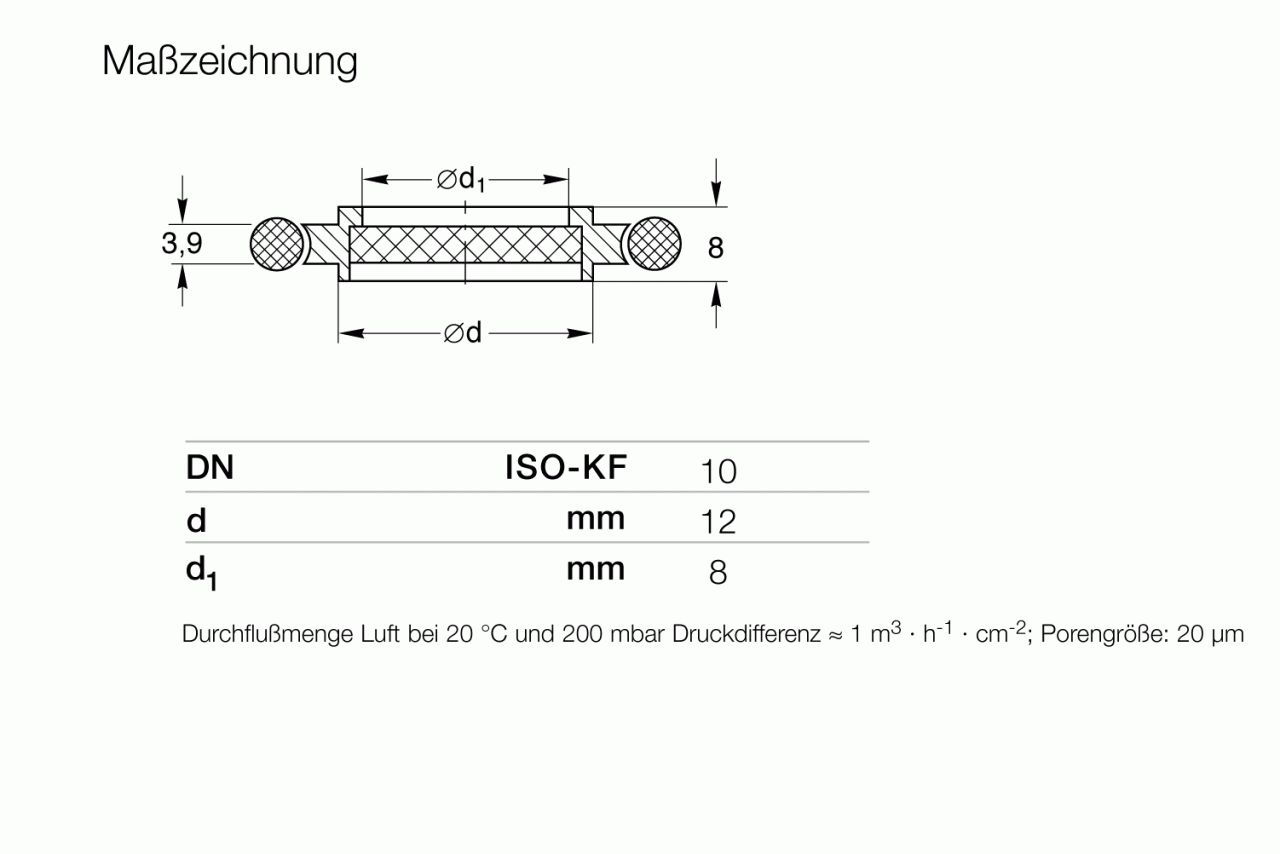 Vòng căn giữa với bộ lọc kim loại ISO-KF 0