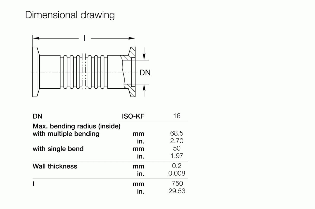 Ống chân không với mặt nối ISO-KF 1