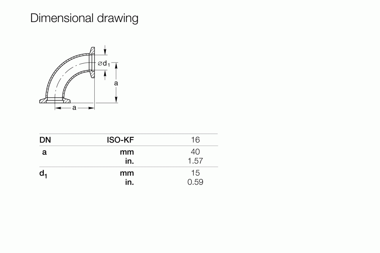 Đường cong ống 90° ISO-KF 1