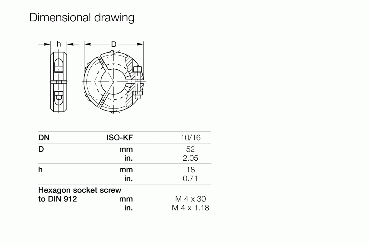 Vòng kẹp cho vòng kín cực ISO-KF 1